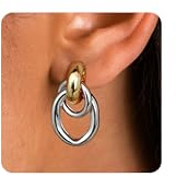 JeryWe Boucle d'Oreille Clip Femme Non Percées Hypoallergénique Non Ternissable Nœud Clips Oreilles Non Percées Statement Boucles d'Oreilles Femme Pendantes Chunky Mélangées-Lien