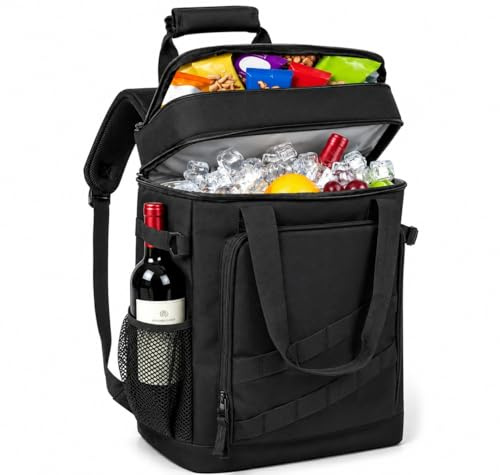 Zaino refrigerante da 40 l, leggero con apribottiglie, per spiaggia, viaggi, campeggio e pranzo (nero)