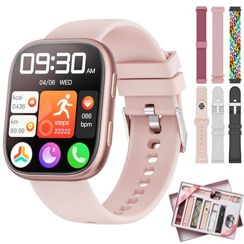 Reloj Inteligente Mujer con 7 Correas,|Regalos para Mujer|, 1.83 Smartwatch con Bluetooth Llamada, 100+ Modos Deportivos, Monitor Pulsometro/SpO2/Sueño, Relojes Inteligentes para Android iOS
