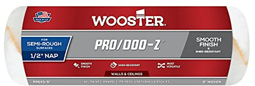 Wooster Brush RR643-9 Pro/Doo-Z Shed Resistant Paint Roller, 1/2 in Nap, 9 in L, Woven Fabric Cover