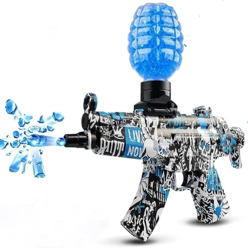 2026 Neueste Gel Ball Blaster Pistole MP5, Automatische Elektrische Splatter Ball Gun mit Schutzbrille und 30000 Munition 7-8 mm für Kinder und Erwachsene, Spielzeugpistole (Blau)