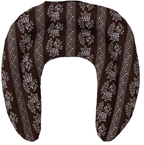Bio-Dinkel Nackenhörnchen mit Kammern Blumen-braun - Nackenkissen - Körnerkissen - Wärmekissen
