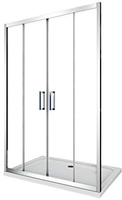 Porta Doccia Scorrevole Con Apertura Centrale Vetro 6 mm anti-calcare H.190 cm (138-143 H.190 cm)