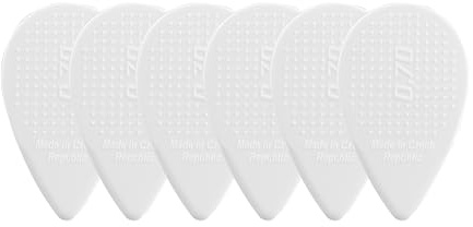 D-Grip Plektrum - Janicek Nylonpicks - Balkan Form - für Ethno-Folk-Instrumente Mandoline, Bouzouki, Balalaika - 0,70 mm Weiß - 6er Pack - mit rutschfester Struktur-Oberfläche
