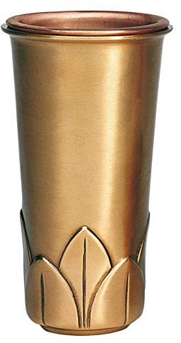 REAL VOTIVA FONDERIE D'ARTE Portafiori in Bronzo - Linea Calice (cm 19, a Terreno, Interno plastica) [T.03.1328/19/PL]