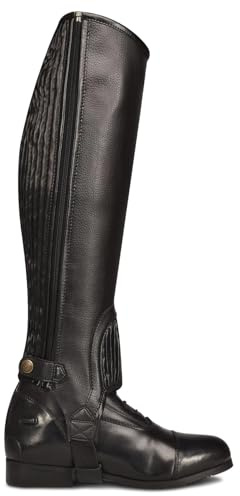 Ovation Women's EquiStretch II Half Chaps - Synthetic Leather Riding Chaps w/Ribbed Stretch Panels & Reinforced Inner Patch, Small