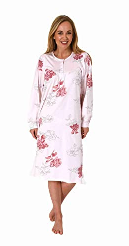 NORMANN WÄSCHEFABRIK Elegantes frauliches Damen Nachthemd,105 cm Länge, Knopfleiste am Hals - 202 210 90 600, Farbe:rosa, Größe:44-46