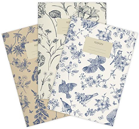 etmamu 143 3er-Set Hefte A5 | Birds & Butterflies Liniert