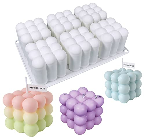 NICAVKIT Moldes de Velas de Burbujas y Jabón - 6 Cavidades de Silicona para Cera de Soja, Hornear Pasteles, Mousse de Postre y Adornos