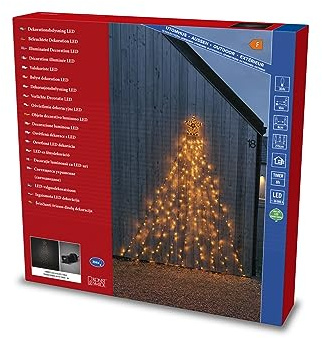 Konstsmide LED Lichtervorhang Triangel mit Stern, 304 bernsteinfarbene Dioden, 30V, Außen (IP44), 3,6W, schwarzes Kabel - 4041-800