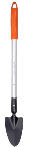BLACK+DECKER Truelle de Jardin - Tête Pointue - Manche télescopique 77-105 cm - Résistant à la Chaleur - Blanc