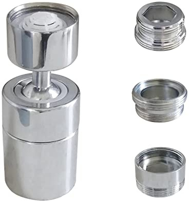 Big Angle Rotate Kitchen Sink Faucet Aerator,kitchen faucet nozzle aerator,faucet extender, 360 degree swivel sprayer for sink tap head.(80° Angle 3 adapters)