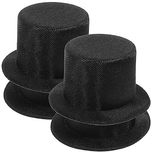 Gadpiparty 4 Stück Mini-Zylinderhüte Schwarze Puppenhüte Kleiner Zylinder Lustiger Schneemann Partykappe Für Heimwerker Puppenhausmöbel Weihnachtsfeier Dekoration