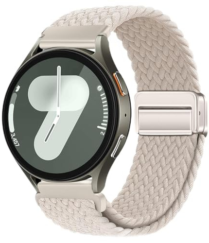 XMUXI 20 mm nylonarmband, kompatibelt med Samsumg Galaxy 7/6/5/4 40/44 mm/FE/Galaxy 6 Classic/5 Pro/4 Classic, magnetiskt klockarmband för sportklocka, för damer och herrar, elastiskt och flätat