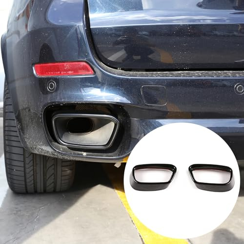 Hudiriy Tailpipe Exhaust Muffler Tail Pipe Cover Trim Decal Exterior Accessories Compatible with BMW X5 F15 2014-2018 X6 F16 2015-2019 (M Sports Version,Black)