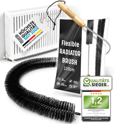 BRUSHYZ Brosse Radiateur Longue 117cm I Brosse pour Radiateur sans Rayures I Plumeau Radiateur avec Poils en Nylon Flexible I Brosse de Nettoyage Radiateur pour Un Air Ambiant Agréable