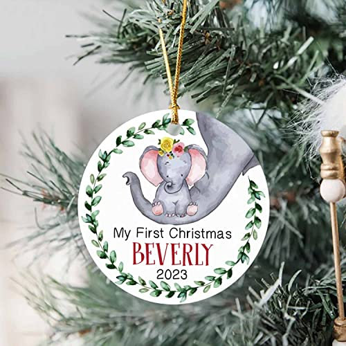 Christbaumschmuck Keramik Weihnachtsanhänger Anhänger Weihnachtsbaumschmuck Hängende Ornamente Weihnachtsdeko Baby 2023 – Personalisiertes „My First“ Mit Babynamen – Personalisiertes Baby Elefant