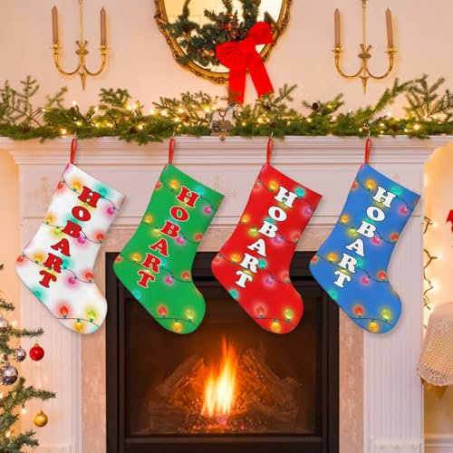 TATLETATLE Weihnachtssocken, personalisierter Weihnachtsstrumpf mit Namen für Weihnachten, Feiertagsdekoration, Ornamente, Weihnachtsmann, lustige festliche Weihnachtsdekoration, fertig zum Aufhängen