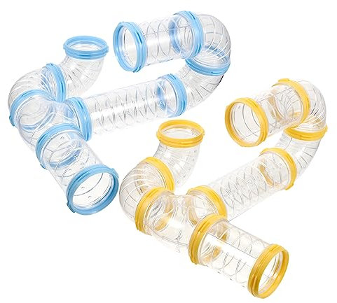 DOITOOL Hamstertunnel 2 Stück Transparenter Kunststoff Selbstgemacht Röhrentunnel Käfigerweiterung Für Hamster Meerschweinchen Eichhörnchen Kleine Haustiere Spielzubehör