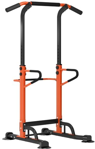 soges Barre de Traction Ajustable Station de Traction à Hauteur Réglable Power Tower Chaise Romaine d'Entraînement Physique à Domicile Dip Station D'Entraînement de Musculation Fitness, Orange