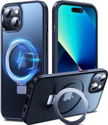 Chicfun 3-in-1 MagStänder für iPhone 13/14 Hülle für MagSafe, [Nr. 1 Magnetkraft+Handlicher Ständer+Militär Stoßfest] Schutzhülle Handyhülle iPhone 13/14 Case Cover Silikon Bumper, Schwarz