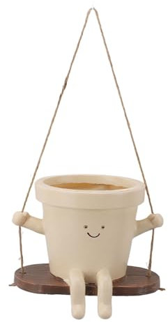 NLDGR Hängender Schaukelstuhl-Pflanztopf, Sukkulenten-Töpfe, Schaukel-Gesichts-Pflanztopf, Kopf-Blumentöpfe, Gesichts-Pflanztopf, Sukkulenten-Töpfe für Perlenschnur-Pflanze