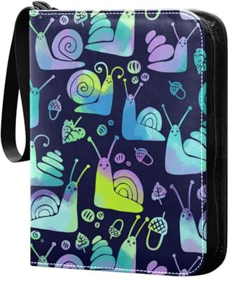 Snails and Leaves Sammelkartenalbum 4 Taschen Kartenordner 50 Seiten 400 Karten PU Reißverschluss Kartenbinder Aufbewahrungshalter für Sportspielkarte