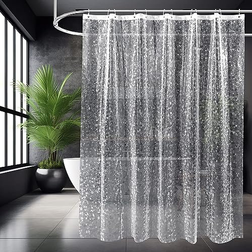 SIAZIH Duschvorhang Transparent 3D 180x180cm, Wasserdicht 100% Eva-Material, Keine Reinigung Erforderlich, Antibakteriell Anti-Schimmel Duschspinne, Für Badezimmer, Transluzentes Grau