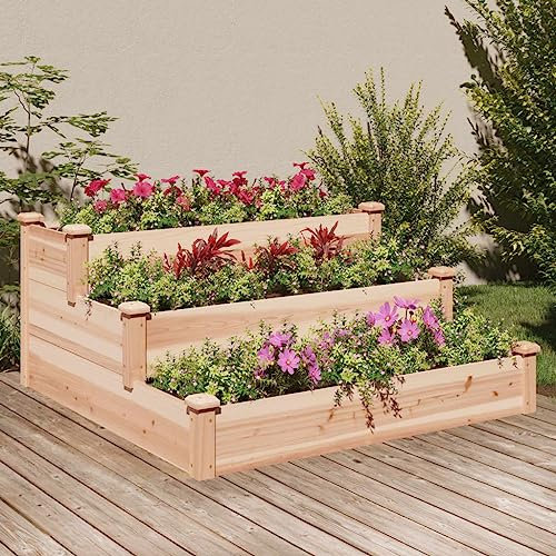 ShGaxin Hochbeet 120x120x56 cm Massivholz Tanne, Palettenrahmen, Hochteich, Gemüsebeet, Kräuterregal Balkon, Blumenbeet, Kräuterspirale, Tomatenbeet, Pflanzhochbeet - 364304