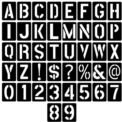 Letter and Stencils 42 Pcs Alphabet Number Set, 4 Inch (10cm) Reusable Punctuation Marks Numbers Signs, Washable Large Stencils for Drawing Art, Writing and Crafts