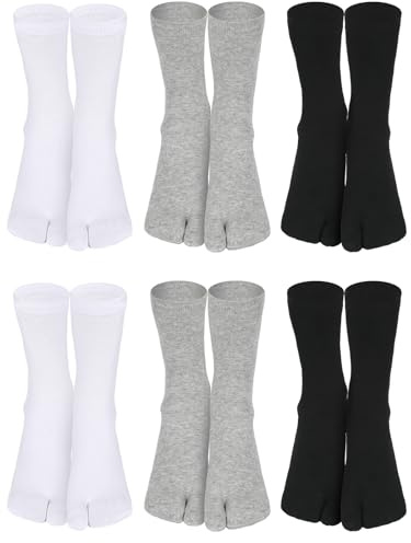 BOARDFEB 6 Paires Chaussettes Tabi Élastiques Fendues Deux Orteils Tabi Tongs Chaussettes en Coton Chaussettes de Sandales Chaussettes Japonaises Chaussettes Séparées pour Homme et Femme