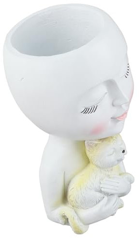 Phefop Blumentopf-Kopf-Pflanzgefäß, Gesichtsständer, Pflanzgefäß für Balkon, Wohnzimmer, Schlafzimmer, Küche, Garten, Büro usw. (White)