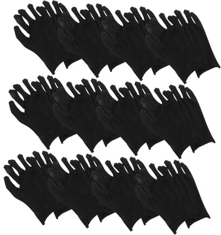 CHILDWEET 12 Paar Schwarze Baumwollhandschuhe Verdickt Arbeitshandschuhe Größe l Bequeme Strapazierfähige Arbeitsschutz Handschuhe Für Garten Und Handwerk