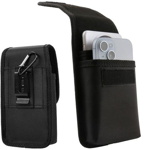 Dual Mobile Phone Holster for Iphone 16 15 Pro Max Multipurpose Cell Phone Pouch with Belt Clip Tactical Utility Double Cellphone Holder Case Pouches for Travel Work Hiking Camping Barbecue Rescue