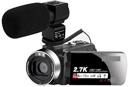 Registratore per videocamera Vlogging con videocamera Videocamere digitali 2.7K Videocamera Videocamera digitale portatile Zoom 16X Videocamera con schermo LCD touch con(No SD Card,Camera-Mic)