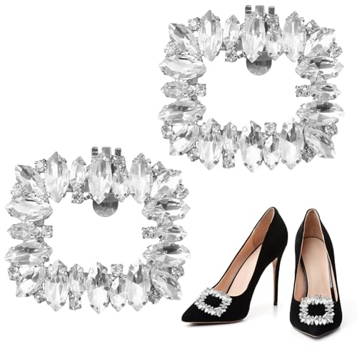 2 pezzi clip per scarpe, clip per scarpe con strass, accessori per scarpe, decorazioni per scarpe in cristallo, clip per scarpe rimovibili, accessori per scarpe ciondoli per scarpe per donne e ragazze