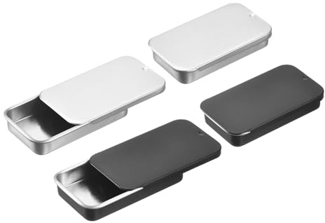 QUARKZMAN 6 Stück Metall-Blechdose Behälter 2,4x1,3x0,4 Zoll 2 Farben | Schiebedeckel-Blechdosen, Leere rechteckige Aufbewahrungsbox, Tragbare Mini-Blechdose, für Süßigkeiten Kosmetik Handwerk