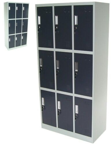 Spind 9-Fächer Neunerspind Garderobenschrank Umkleidespind Metall Schrank 57023 AWZ