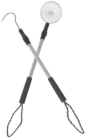 BESPORTBLE 2pcs Multifunctional Beach Sand Sifter and Shell Scooping Shovel Set Telescopic Aluminum Handles and Galvanized Steel Scoop for Outdoor Beachcombing and Rock Hunting