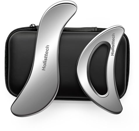 Holisttech 2-teiliges Muskelschaber-Werkzeugset für IASTM-Therapie - Edelstahl Gua Sha Werkzeug für Myofasziale Entspannung und Tiefengewebe-Massagewerkzeug-Set