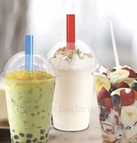 Ol Gastro Bedarf Smoothie becher + Domdeckel PET mit Öffnung 50 Stück 300 ml
