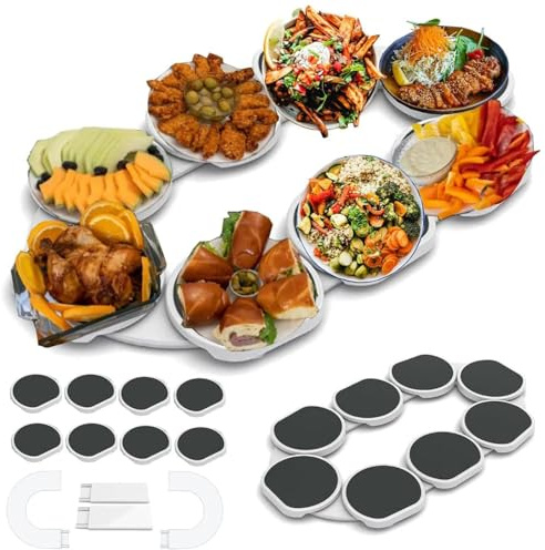 Lazy Susan - Giradischi espandibile da tavolo, girevole, per cucina e tavolo da pranzo, vassoio rotante per 8 piatti