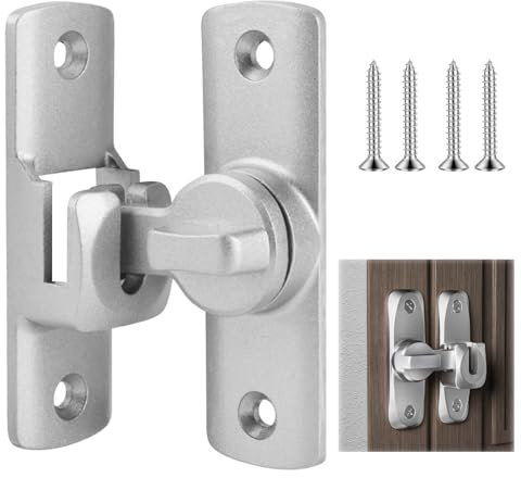 90/180 Degree Flip Door Latch, Anti-Rust Sliding Barn Door Lock, Small Gate Latches, Bathroom Sliding Door Lock Left, Door Bolts for Internal Doors for Bathroom, Cabinets, Outdoor, Garage, Window Barn