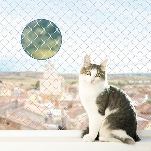 QMLING Katzennetz für Balkon 4 x 3 m Katzennetz für Balkon Ohne Bohren