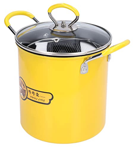 Qcwwy Pot de Freidora Profunda Japonesa 3L Aceite de Acero Inoxidable Diseño de Malla de Malla Mesh Ban con Tapa para Estufa de Cerámica Eléctrica