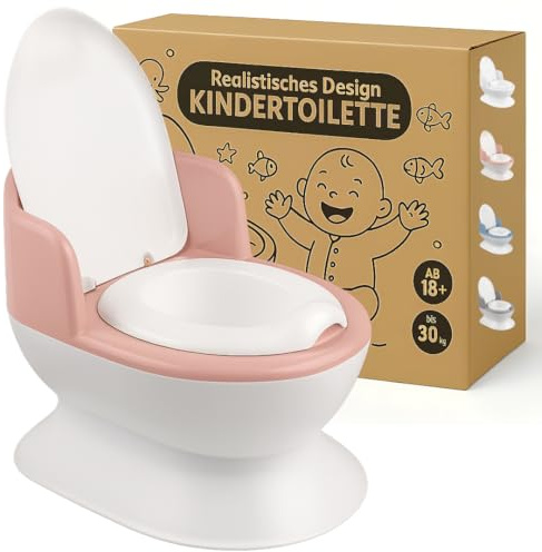 DOCARI Kindertoilette ab 1 Jahre in realistischer Optik rosa – Töpfchen für Kinder von 1 bis 4 Jahre rutschfest & stabil – Kinderklo Baby WC Toilette Potty Training Toilet