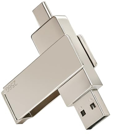 Chiavetta USB 256GB, Penna USB Duale con USB C, Dual Drive USB 3.2 per iphone Smartphone PC, Memoria Esterna, Velocità fino a 200MB/s, Design Ruotabile 360° Compatibile con Android Mac Windows TV