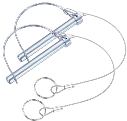 PATIKIL 2 Stk Anhänger Kupplungsstifte 15/32 x 1-9/16 (12mm x 100mm) D-Form Schaft Sicherungsstift Mit Öse Verlängerter Schnur Schnellspannring Draht Halter Für Anhänger Kupplungen