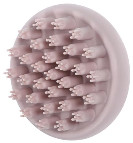 LALADEFIEE Silicone Scalp Massager Shampoo Brush Small Hair Scrubber Scalp Massage Brush for Adults Gentle Head Scrubber Suitable for Shower and Dandruff Removal Light Khaki
