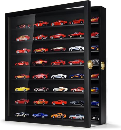 TJ.MOREE Modellauto-Vitrinenwand 1:64 Maßstab – Wandmontiertes Display Case für Diecast-Modelle, Miniaturspielzeuge und Small Wheels – Präsentationsbox, Schwarz